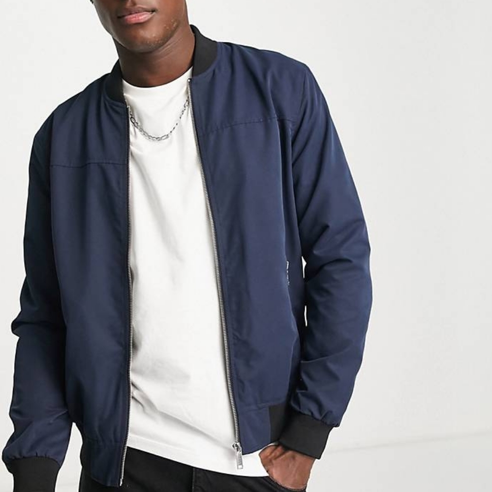 ASOS River Island Bomber Jacket Navy Blue M